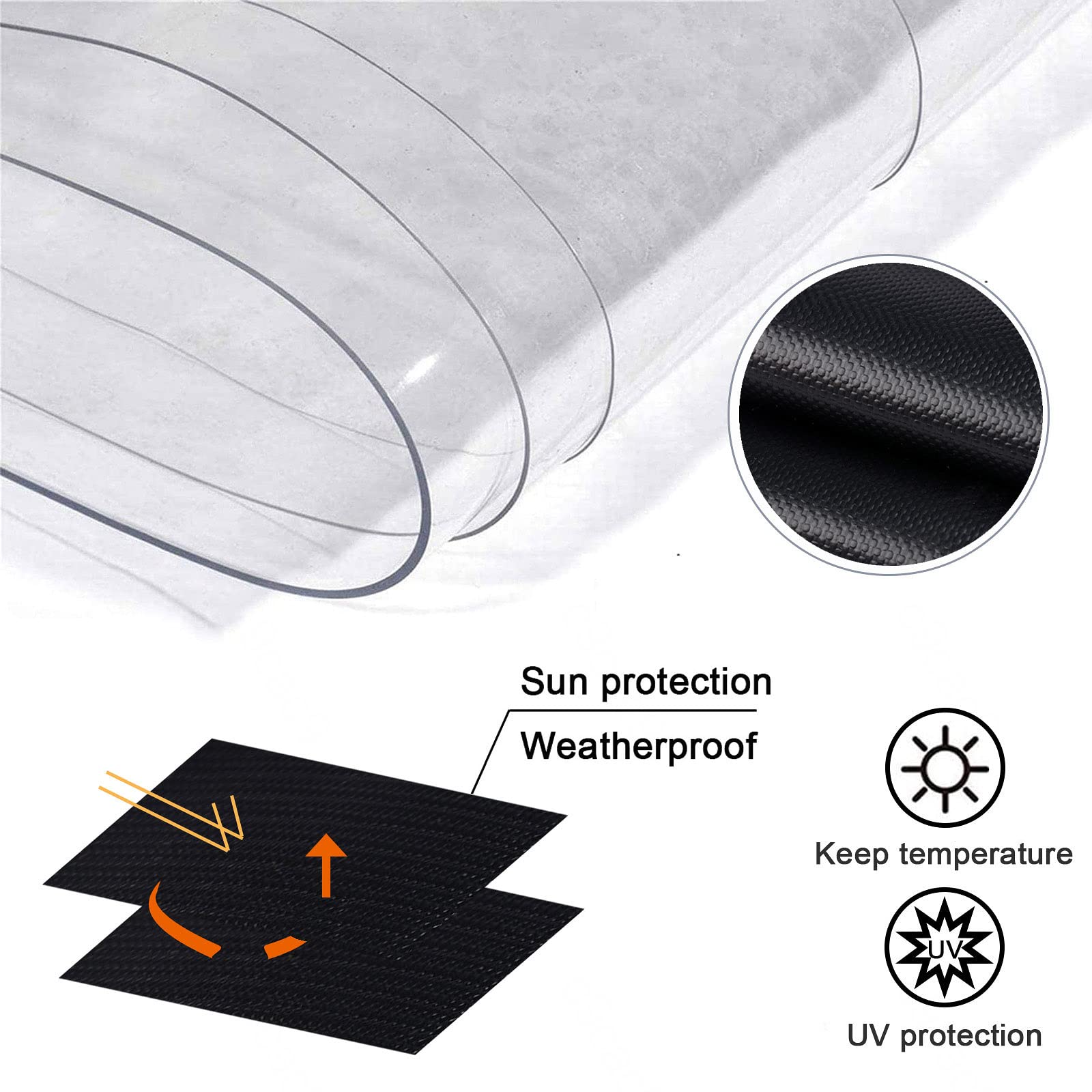 Tende trasparenti per esterni,pannelli laterali in PVC resistenti,tende nere per balconi,resistenti alle intemperie,con cerniera e passanti per cavi,tende divisorie per gazebo,WxH-1.6x2m/5.2x6.6ft