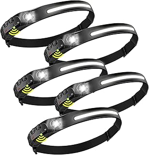 Headlamp Rechargeable 5 Packs,2000mAh Battery Powered,Head Lamp LED Rechargeable,Motion Sensor Headlamp for Adults,Headband Lights for Forehead,5 Modes Hard hat Light Outdoor Camping Running