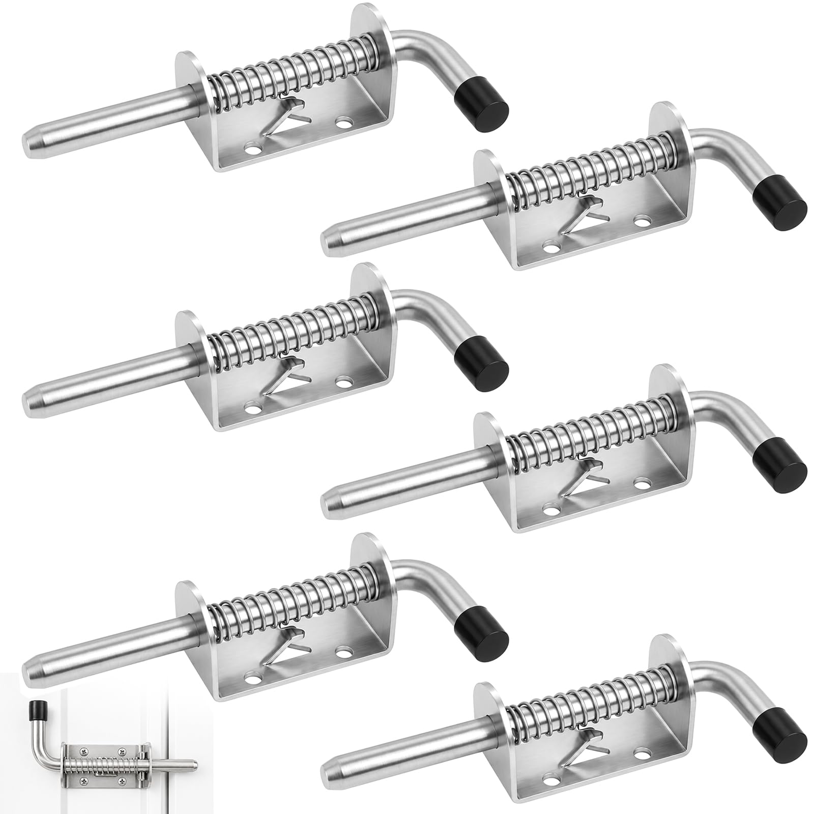 6Pcs Spring Loaded Latch Pin Stainless Steel 135×10mm for Yard Garage Gate