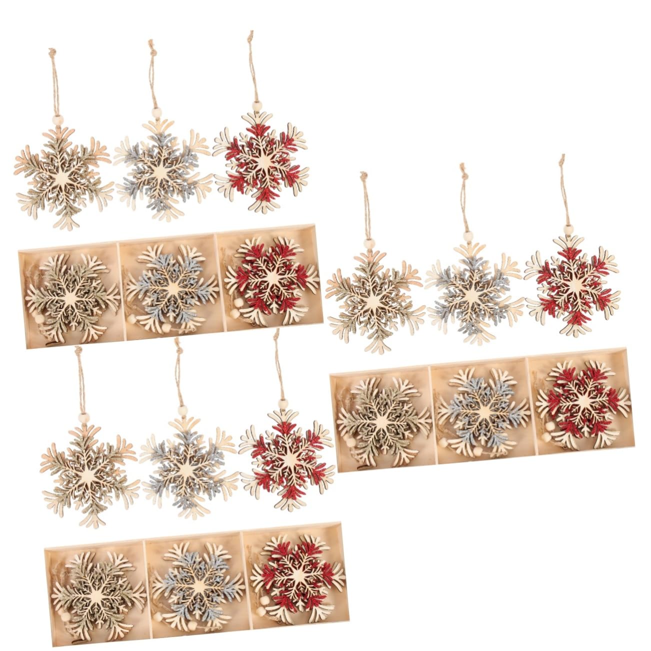 TOPBATHY 18 STK Hölzerner Weihnachtsbaum Schnee Christbaumschmuck Zum Aufhängen Weihnachtsdekoration Zum Aufhängen Weihnachtsdekoration Drinnen Weihnachtsbaum Hängende Dekoration