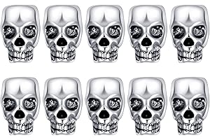 10Pcs Skull Beard Beads for Jewelry, Making Silver 4mm
