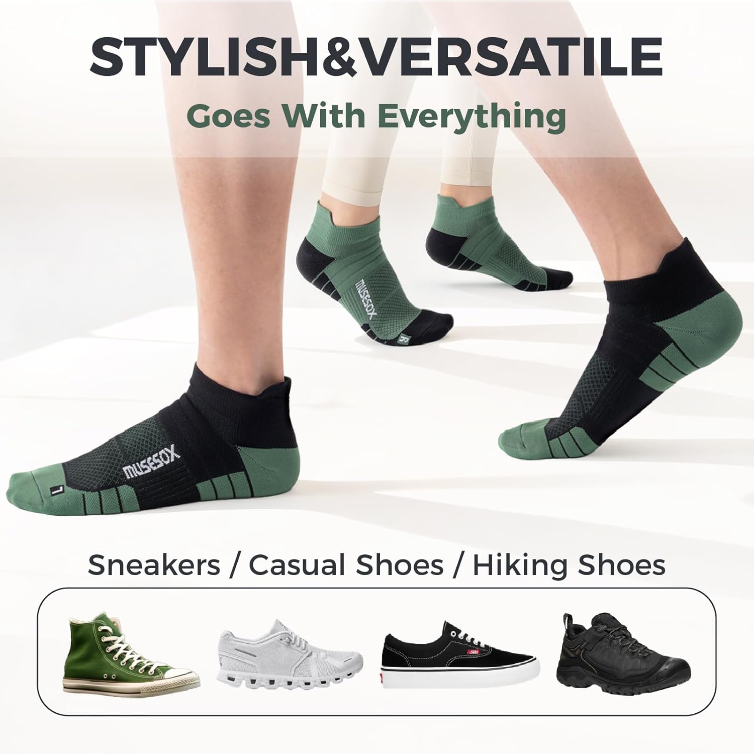 Ankle Compression Socks for Women and Men,Low Cut Compression Running Socks with Arch Support(6 Pairs)Best for Sports,Travel - Image 3