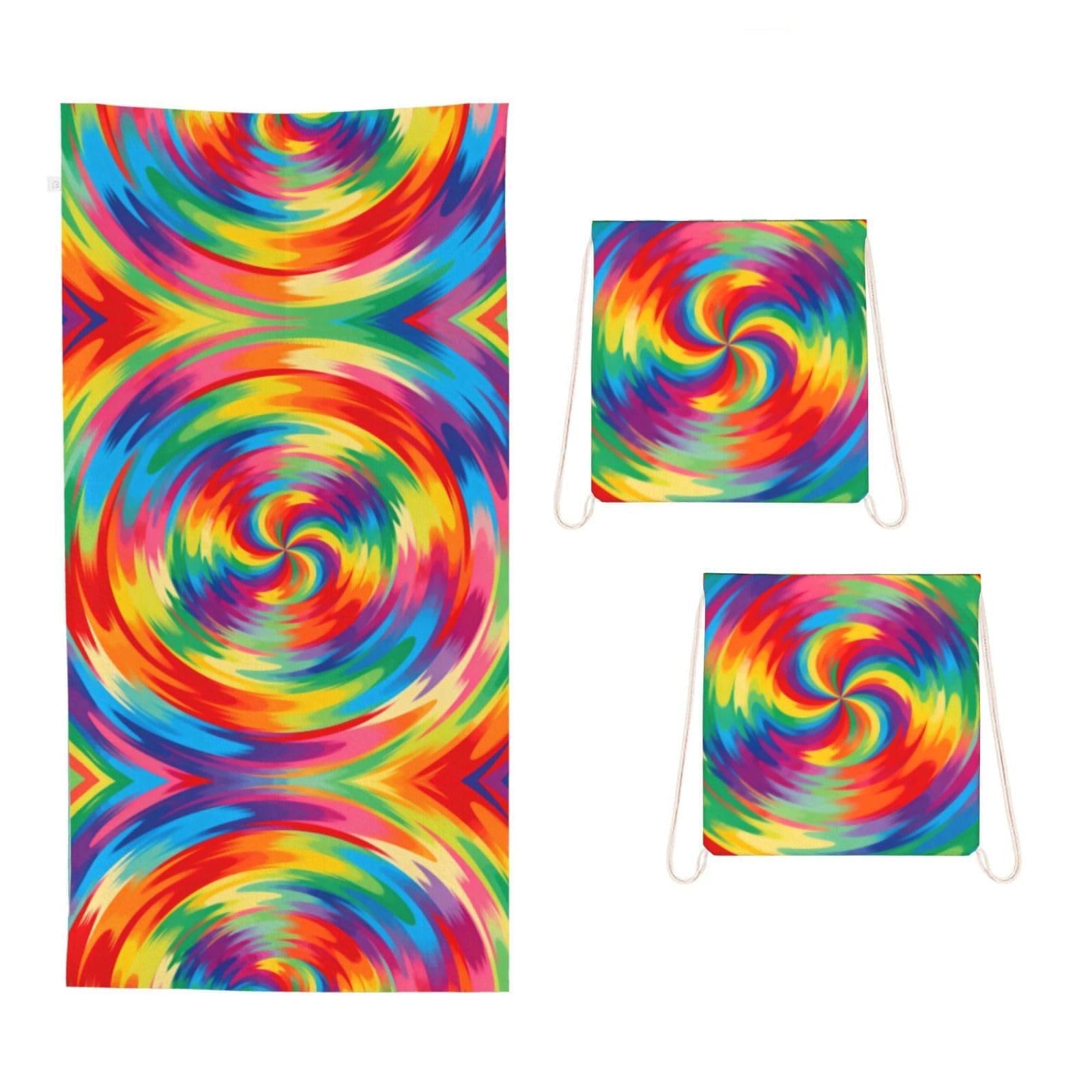 CNTDBU vortex 2 in 1 Packable Towel Bag-Large Beach Towel with Stuff Sack, Super Absorbent Microfiber Travel Towel for Pool
