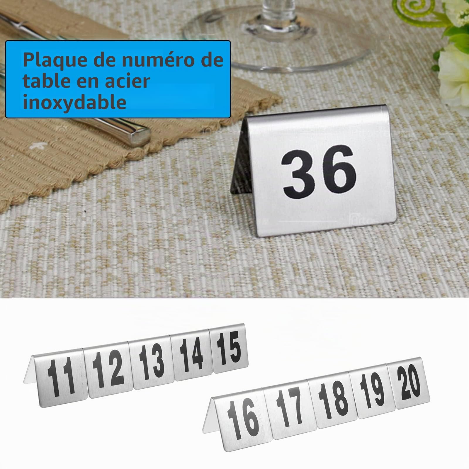 Carte De Mariage Table Numéro Plaque Tableau De Table 1–25 1–50 1–100 Réutilisables Numéros Acier Inoxydable, Chevalets De Table Numérotés, Pour Cafés Bars Fête Restaurant Table Numéro Signe