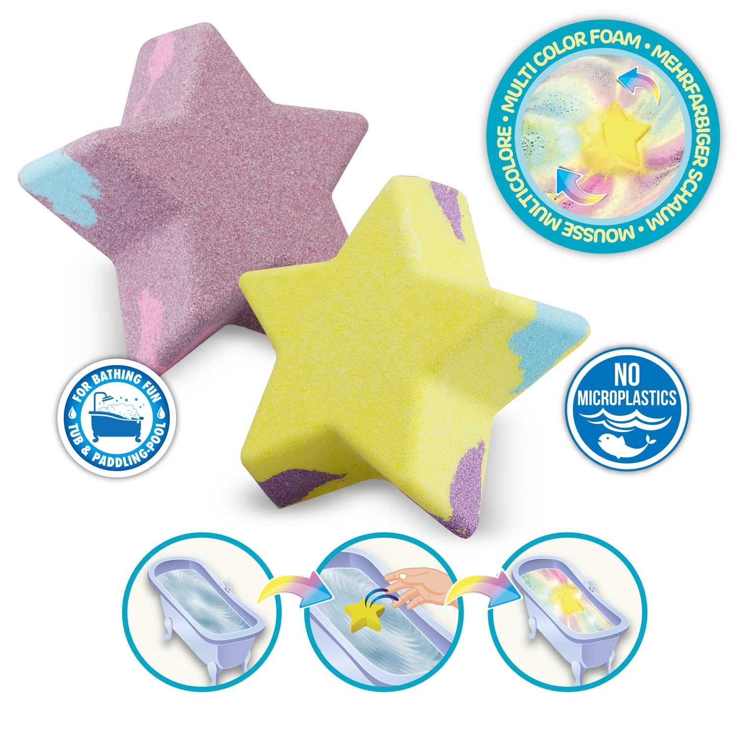 INKEE Foamy Star | bomba do kąpieli dla dzieci w kształcie gwiazdy, kula do kąpieli z aromatem jagód, 70 g, super kremowa