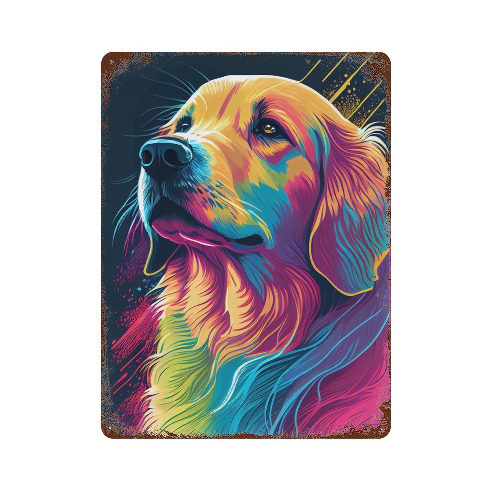 Garage Style Golden Retriever Retro Rusty Metal Tin Sign 15.7"x11.8", Farmhouse Wall Decor for Bar And Workshop