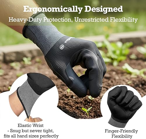 Miniatura 4 de Guantes de jardinería a prueba de espinas para mujeres y hombres (paquete de 2), agarre antideslizante 3X, palma TPE reforzada y nailon