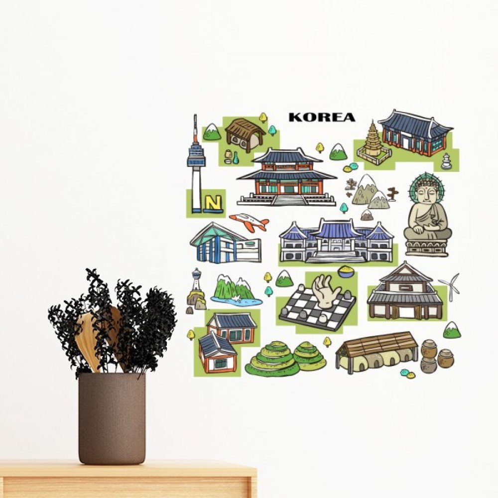 Sticker mural Corée du Sud amovible de 80cm pour masquer les défauts