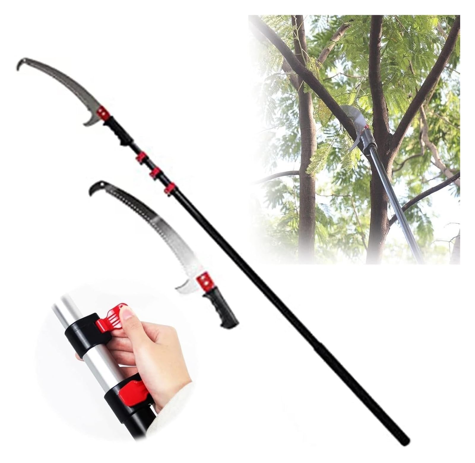 Telescopic Tree Pruner, Manual Pole Saw, Long Reach Pole Pruning Saw, Extendable Tree Pole Pruner, Manual Tree Branches Pruner(5.4m/18FT)