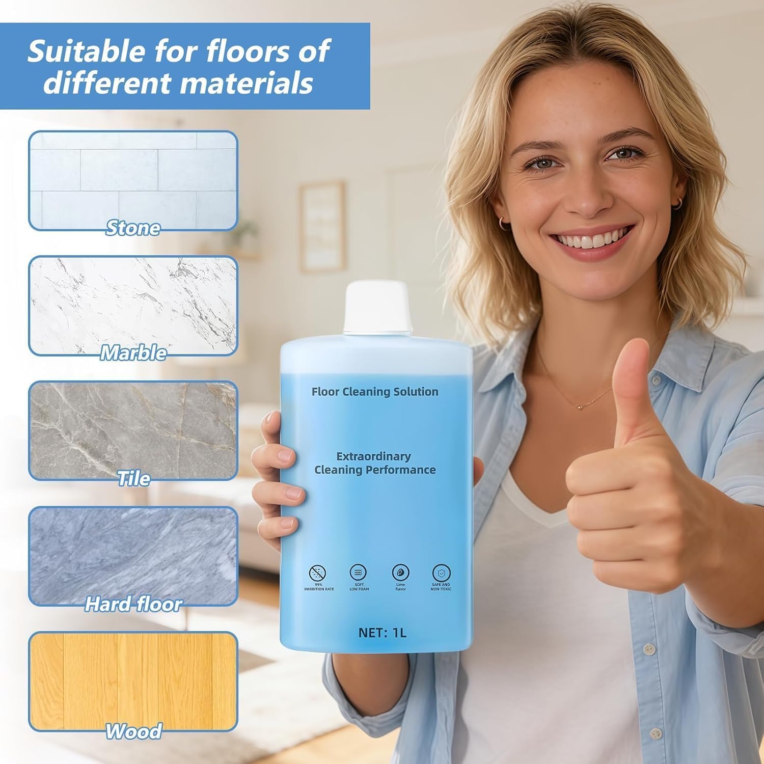 3 * 1 L Reinigungsmittel für Roborock S/Saros/Qrevo/Q-Serie Saugroboter | Bodenreiniger Konzentrat für Saros 10 /Z70 /S8 /S7 /Q10 /Q8 /Flexi-Serie Nass & Trockensaugern, Nicht Schäumend, Streifenfrei