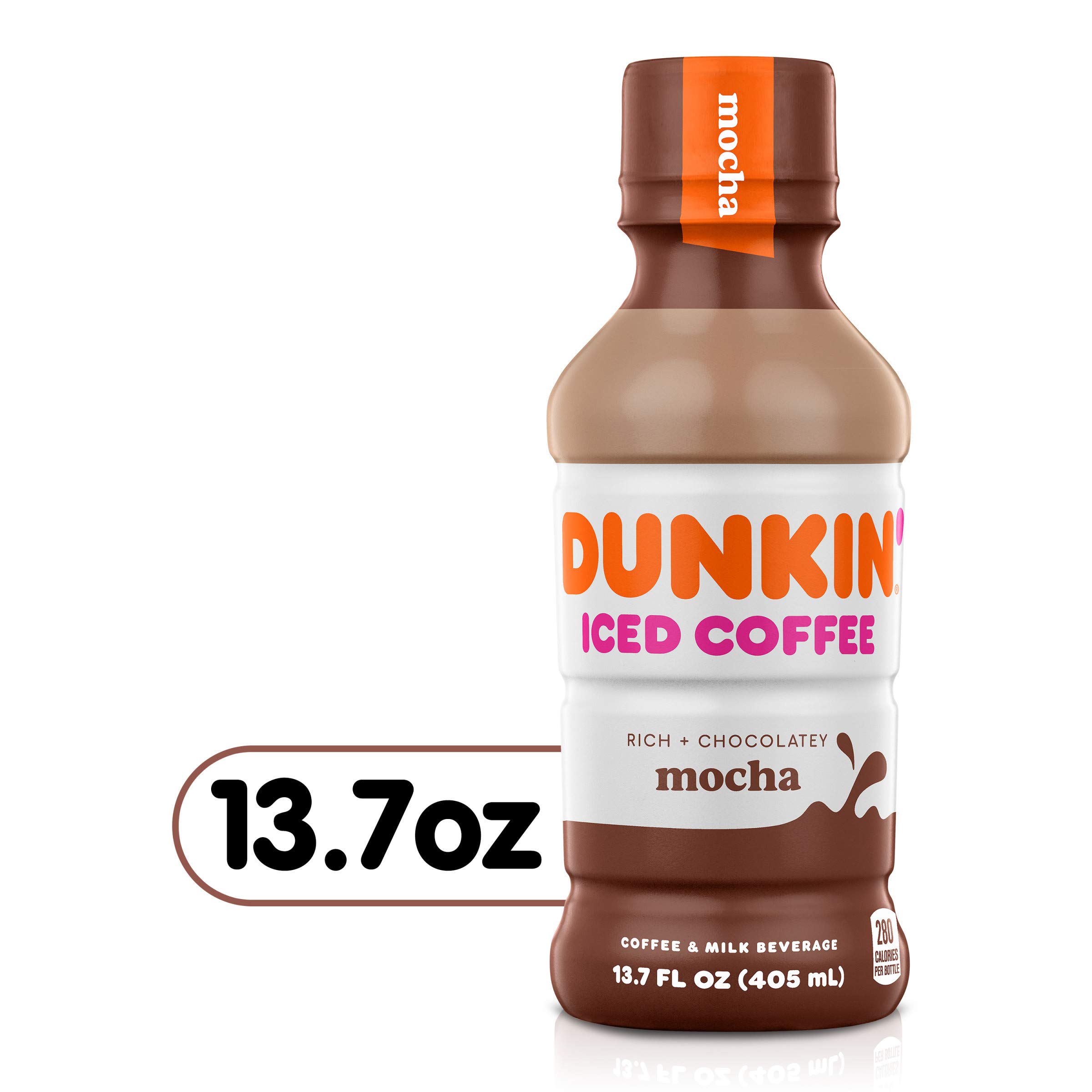 Dunkin' Mocha Iced Coffee Bottle, 13.7 fl oz, 12 Pack