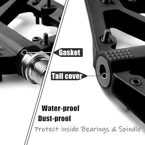 Miniatura 5 de BOWOD MTB Pedals Large Mountain Bike Pedals, Lightweight Nylon Fiber Composite Bicycle Platform Pedals, Grippy Pedals w 18 Pins, Cr-Mo Spindle fit w