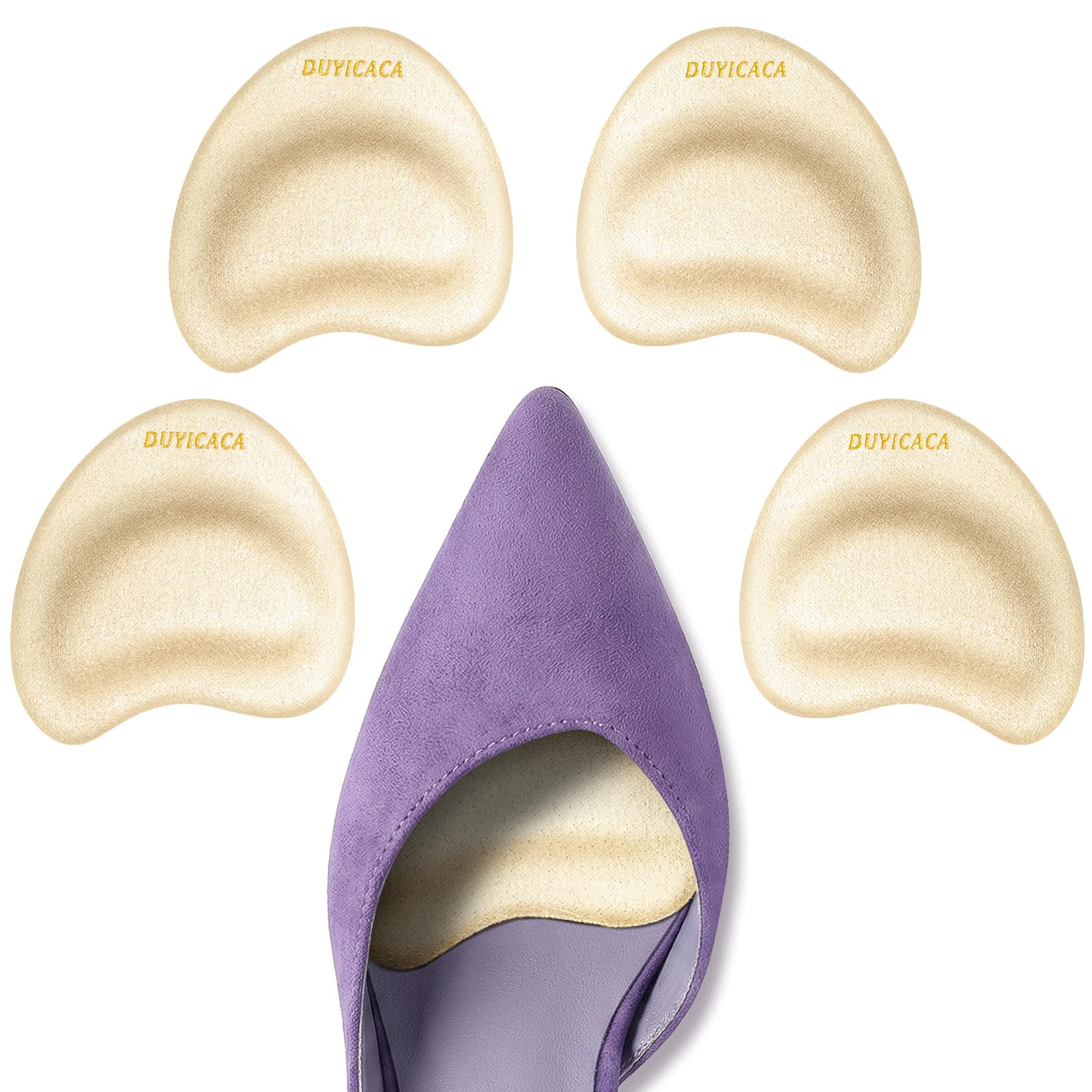 Cuscinetti metatarsali da donna: inserti antiscivolo per avampiede per scarpe con tacco alto, taglia unica, 2 paia (4, beige)