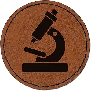 Amazon.com: Microscope Biology Science Round Iron-On Engraved Faux ...