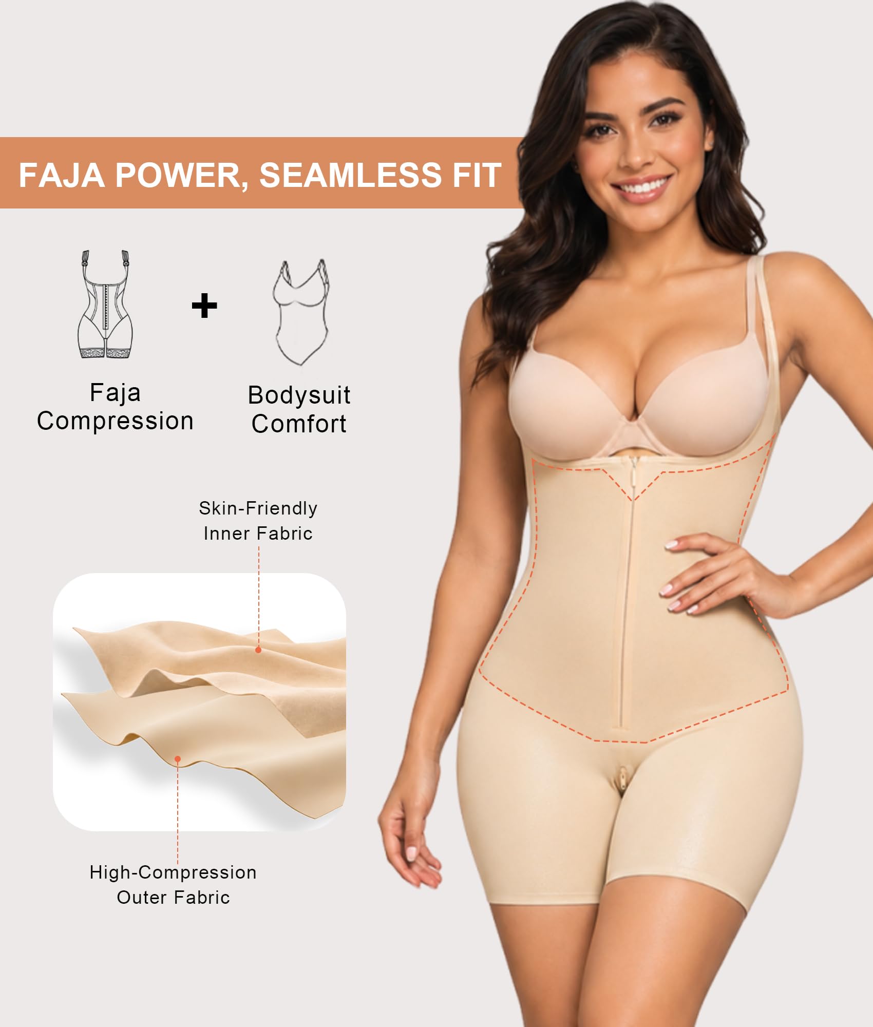 SHAPERX Faja Modellante Contenitivo Donna Body Snellente Pancia Piatta Senza Cuciture Guaina Invisibile Shapewear