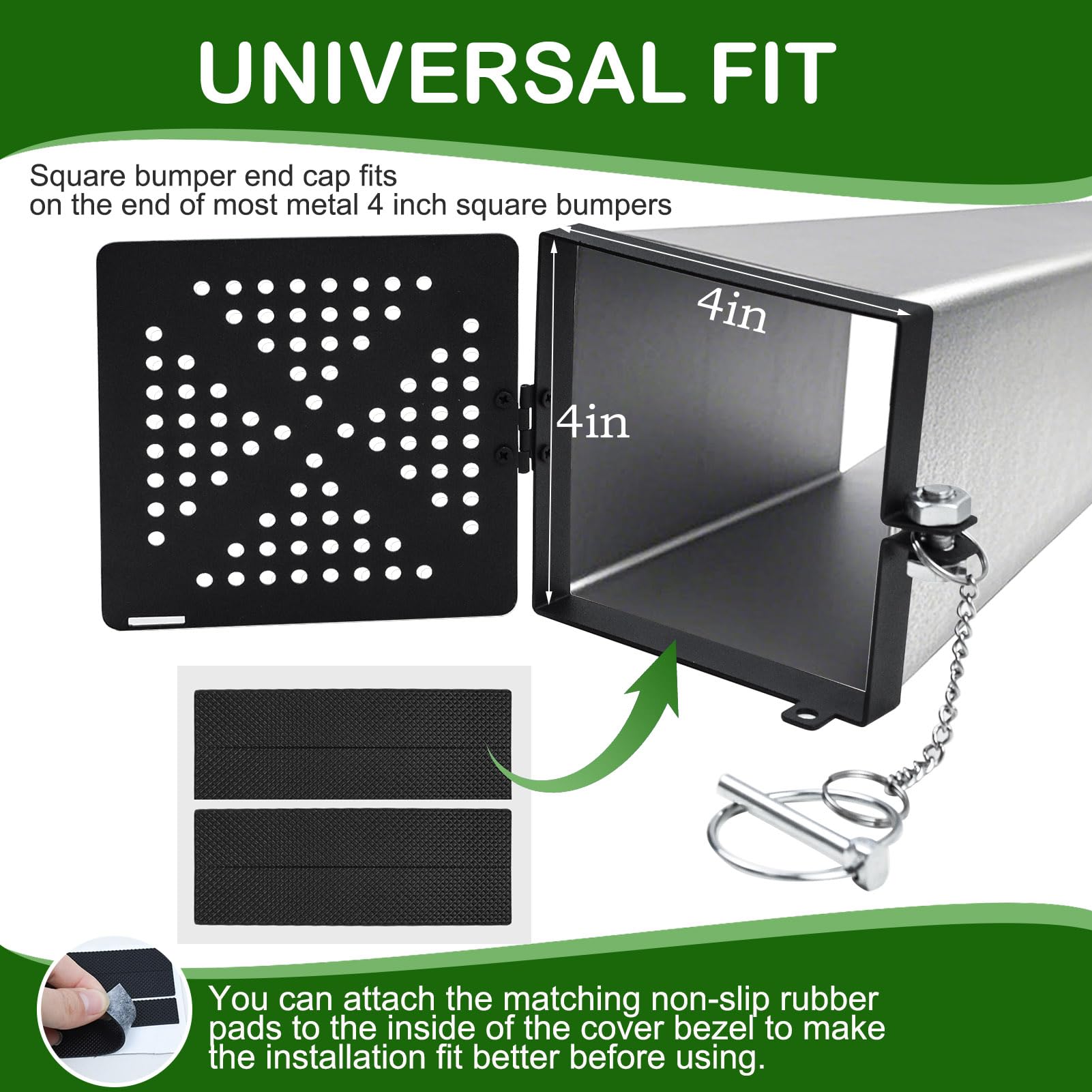 2 Pack Aluminum RV Bumper End Caps For 4x4 Inch Square Bumpers - Secure Sewer Hose Storage, Locking Door