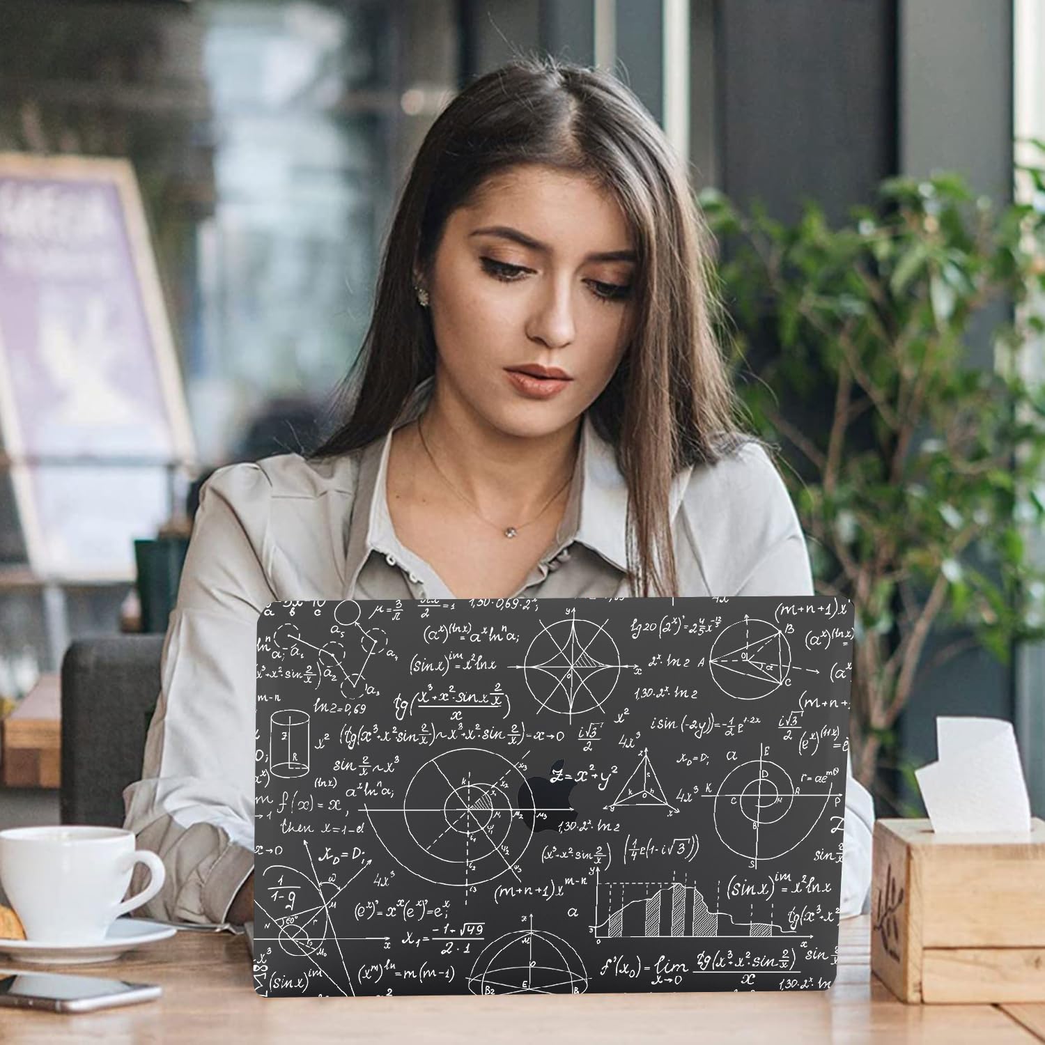 Coque Dure Compatible avec MacBook Air 15 Pouces M3 M2 2025 2023 Version Modèle A3114 A2941 A3241 avec Touch ID, Plastique Case Étui Rigide Housse & Couverture de Clavier, Maths Noir