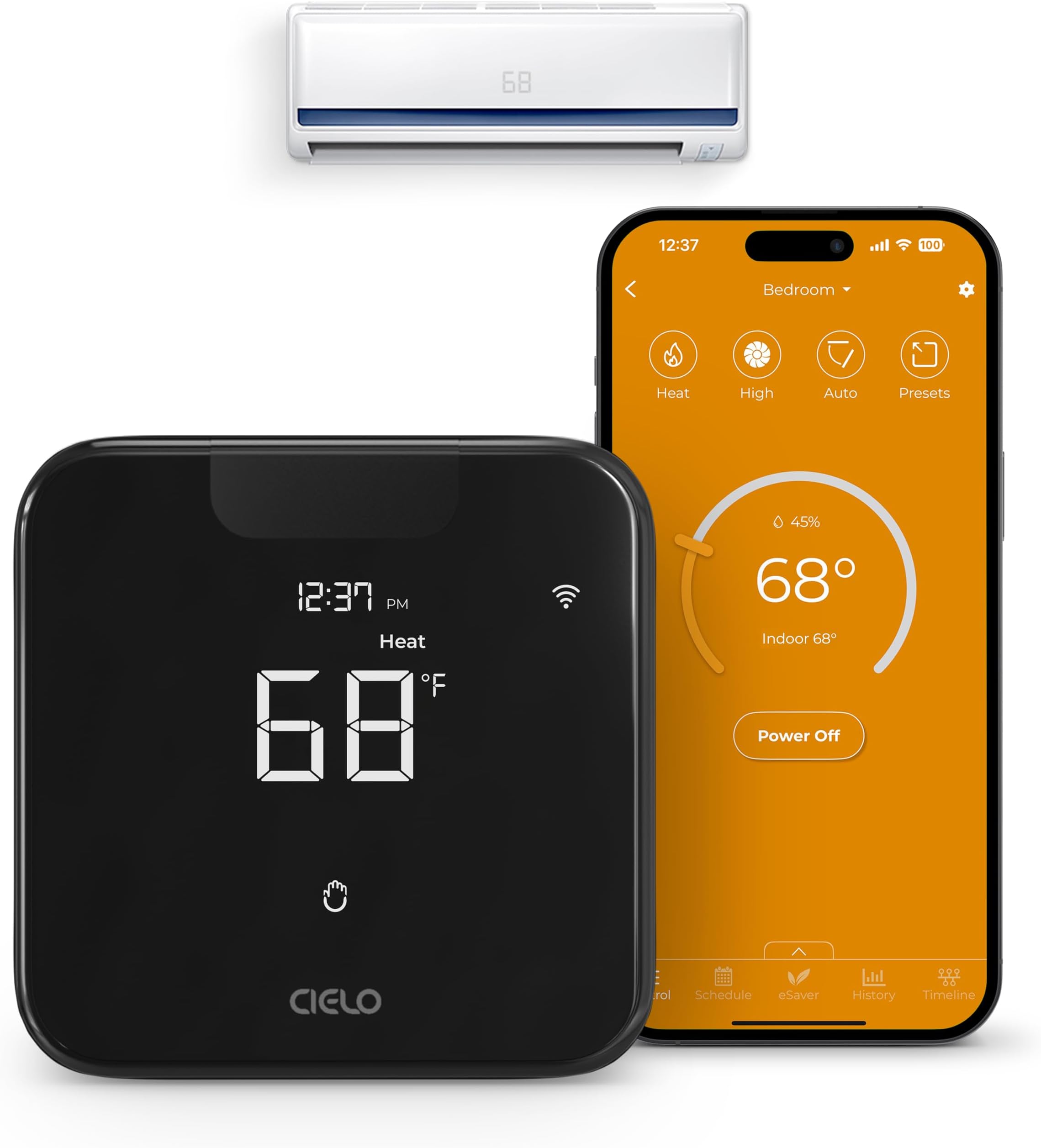Max | Smart AC Controller | Smart WiFi Thermostat for Mini-Split, Window & Portable ACs & Heat Pumps | AI-Based Technology | Free App, No Subscriptions | Alexa, Google, Siri, IFTTT (Black)