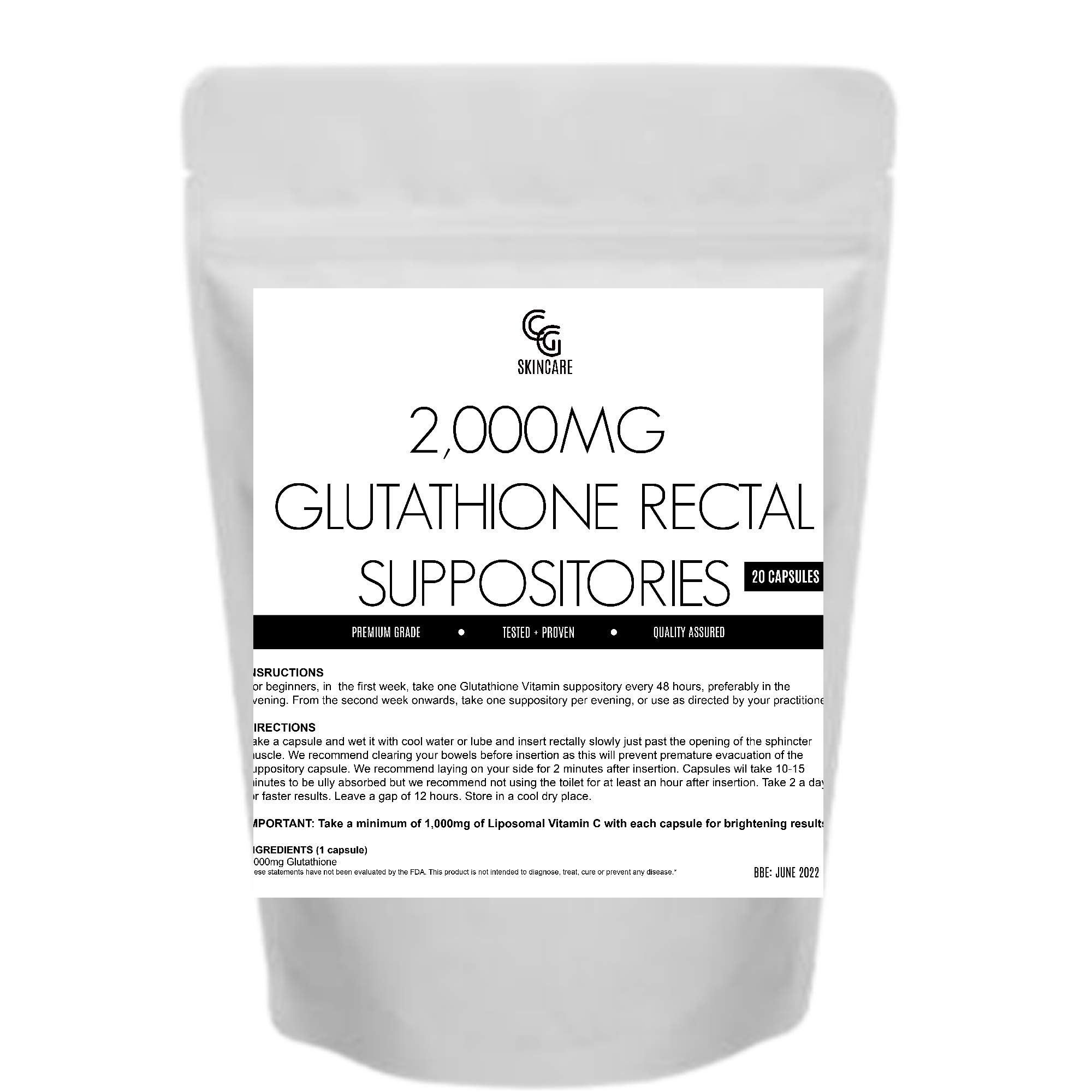 glutathione suppositories skin lightening High Strength 2000mg Glutathione Suppositories | Advanced Absorption | Skin  Brightening | Master Antioxidant