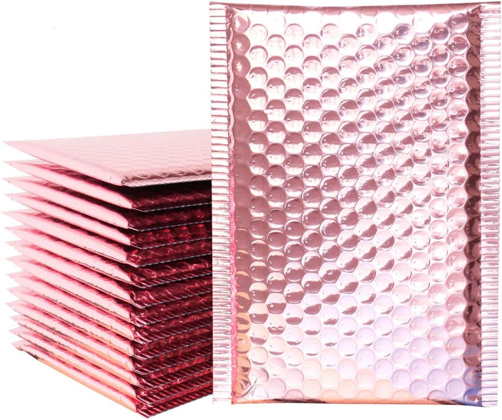 ISuperb 20 Pcs Metallic Pink Bubble Mailers - Self Seal Padded Shipping Envelopes 7.9x5.9 Inches - View #3