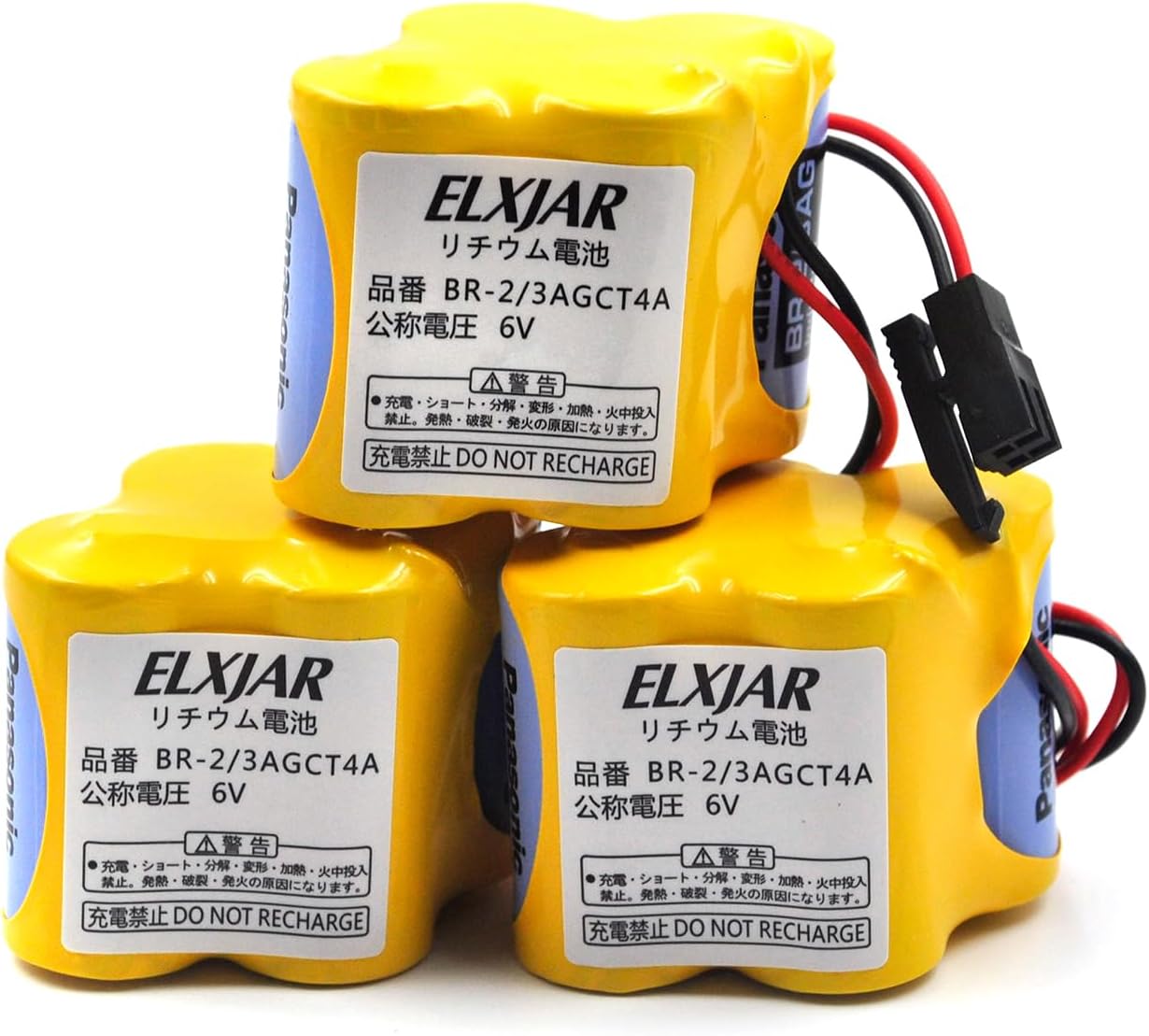 elxjar (3-Pack) BR-2/3AGCT4A 6V 4400mAh Replacement Battery for Panasonic FANUC A98L-0031-0025, A06B-6114-K504, CUSTOM-107, SHS749, GE Fanuc 18T Series PLC CNC Robotics Battery
