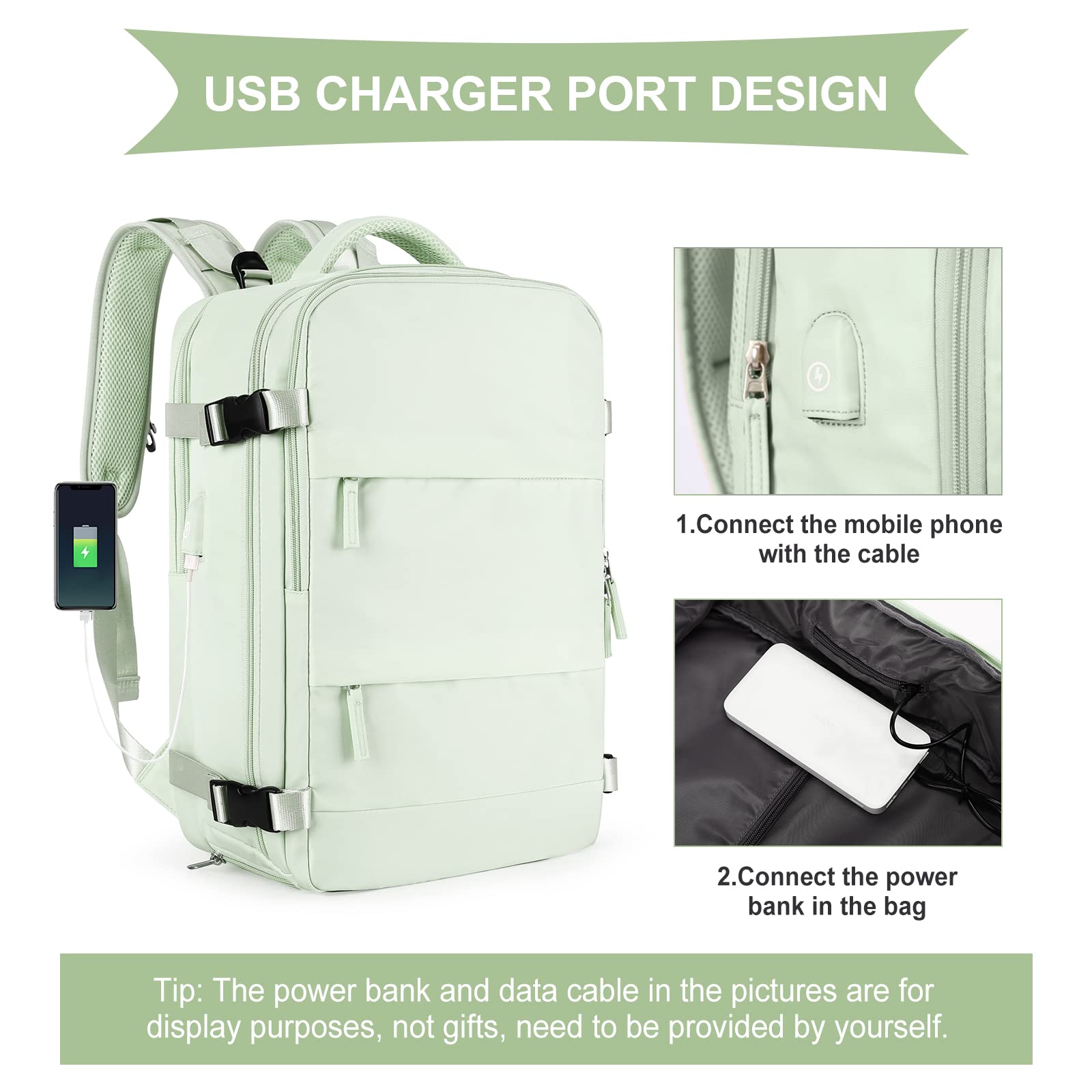 SZLX Zaino da viaggio grande da donna da viaggio zaino da escursionismo sportivo da esterno impermeabile zaino da scuola casual laptop da 14 pollici con porta di ricarica USB scomparto per scarpe