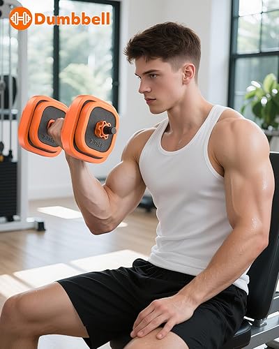 Miniatura 9 de Juego de mancuernas ajustables, 456585 libras, juego de pesas libres con conector, juego de mancuernas 4 en 1 para entrenamiento en casa y gimnasio