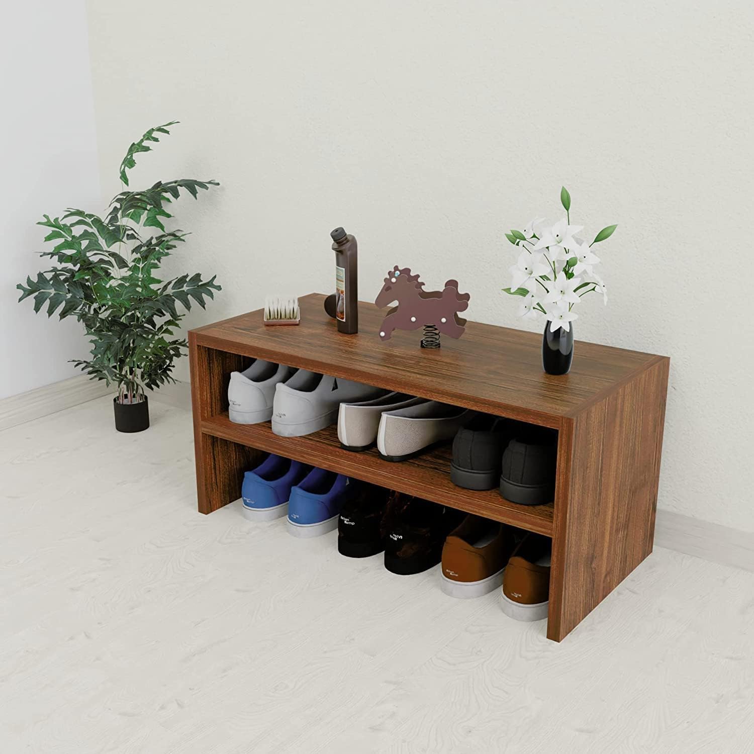 SANPNEET Solid Sheesham Wood Wooden Shoe Rack For Entryway & Office | Shoe Rack With Open Shelves Storage & Seating Slippers Stand For Home (Honey Finish), Cm (B0CVB8YWLM) Amazon Price History, Amazon Price Tracker