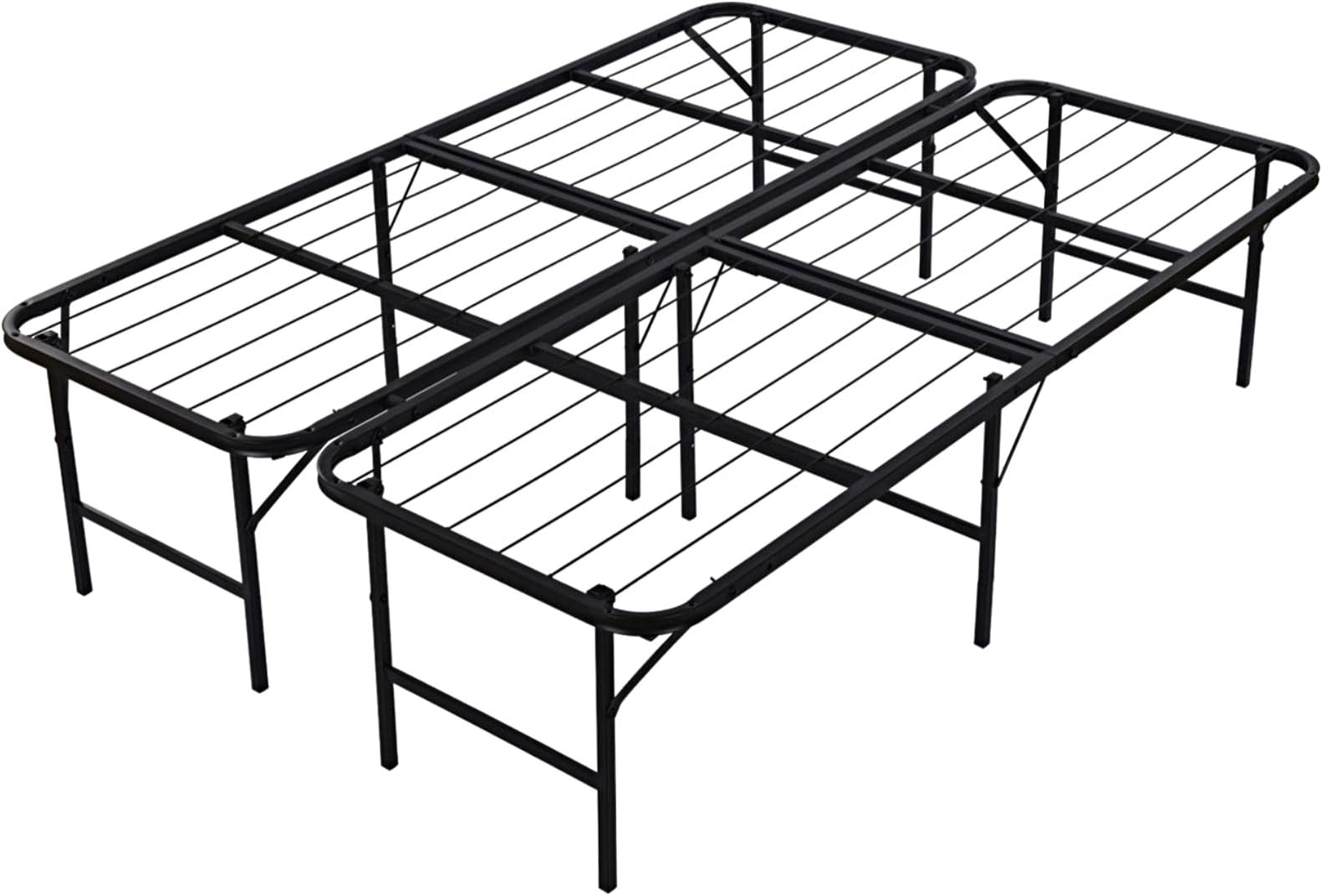 Platform Bed 17" H Steel Frame Heavy Duty Foldable Bedroom Storage Queen Size # 645