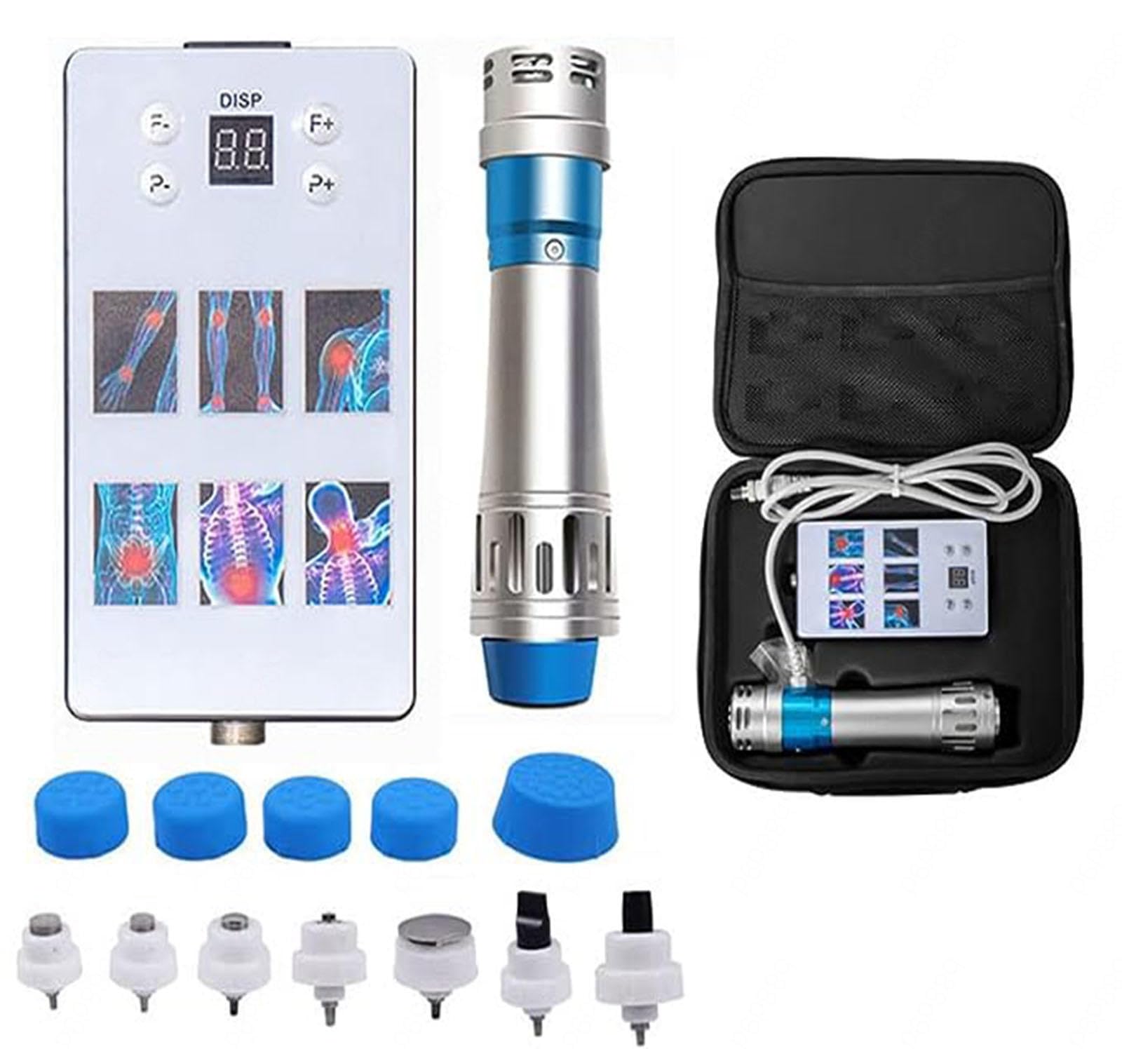 ED Extracorporeal Shockwave Therapy Machine, Effective Treatment Electromagnetic Extracorporeal Shock Wave Therapy Machine Pain Relief Muscle Massager with 7 Massage Heads