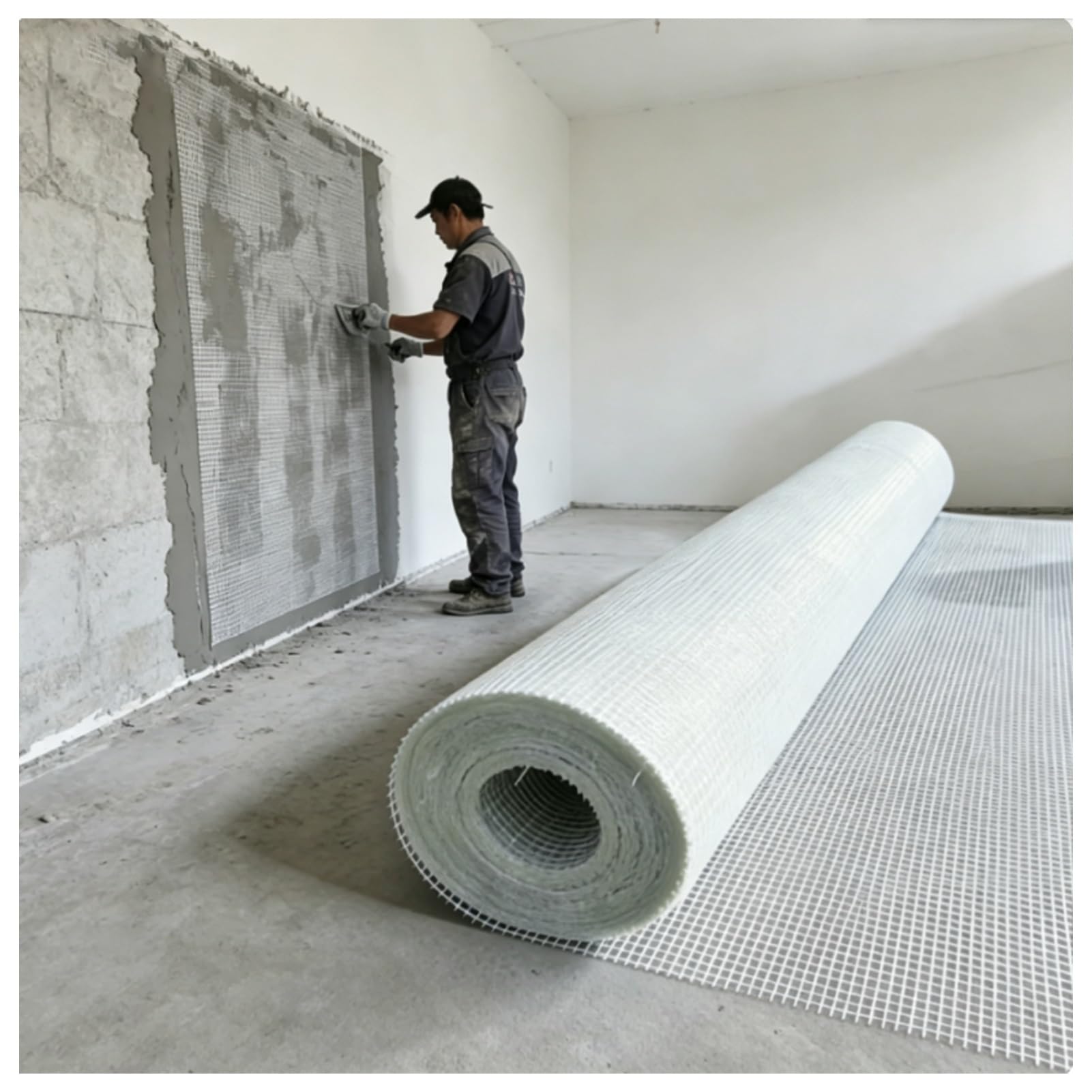 Malla de yeso de fibra de vidrio 1x30m para refuerzo de paredes de estuco de 130g y hoyos de 5x5mm.