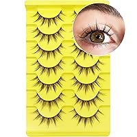 Vista 7 de Ahrikiss Pestañas de manga de aspecto natural, pestañas postizas de anime, suaves y ligeras, pestañas postizas de visón sintético, pestañas que