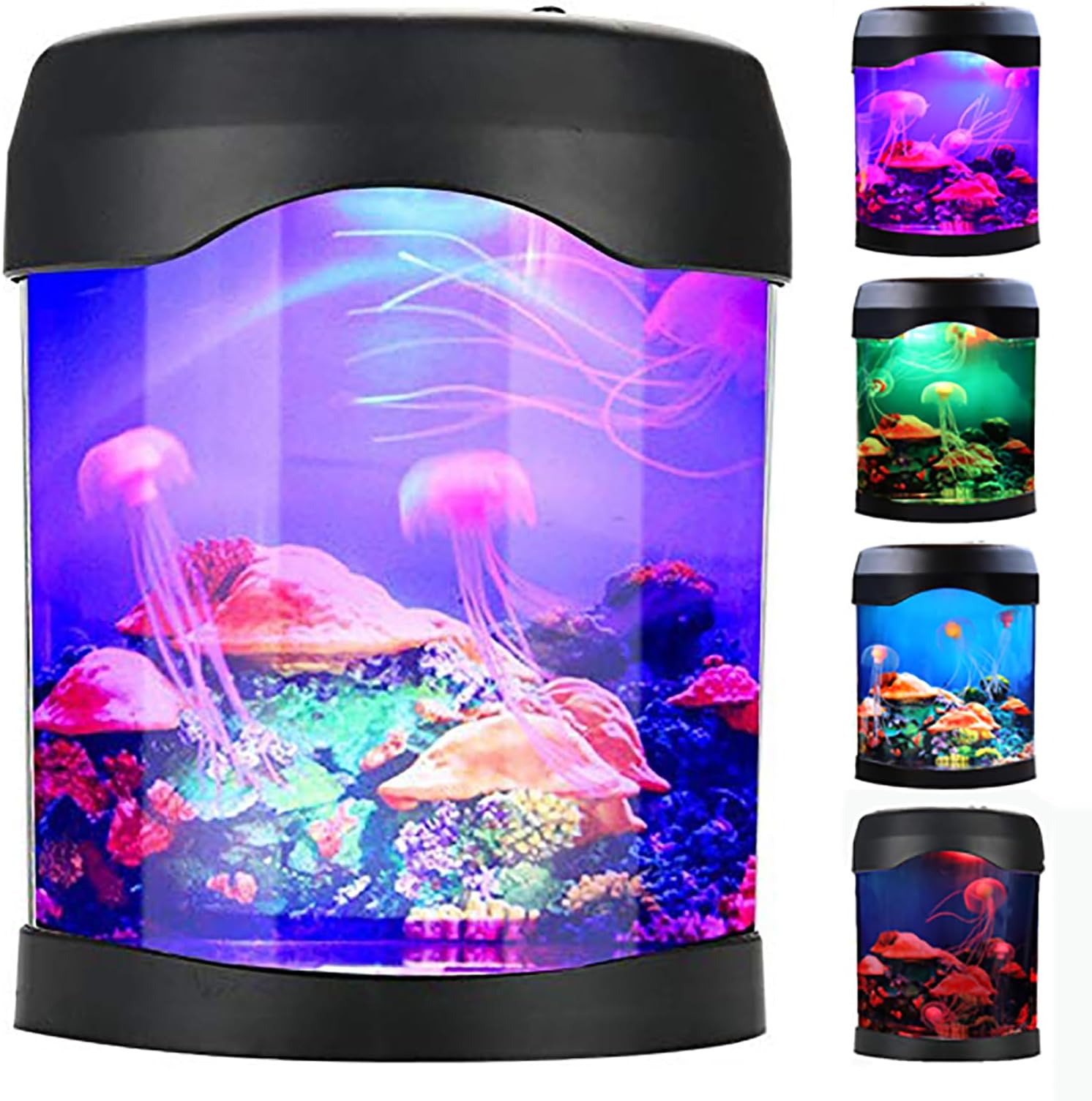 USB Jellyfish Lamps, Electric Aquarium Tank Ocean Night Lights LED Jelly Fish Light Lamp with Color Changing for Living Room Home Bedroom Desktop Decoration Gift for Kids and Adults