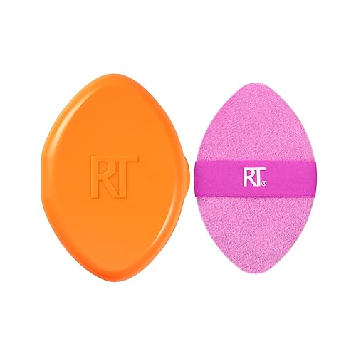 Miniatura 3 de Real Techniques Miracle 2 en 1 soplo de polvo + estuche de viaje, soplo de mezcla de maquillaje de doble cara, banda elástica, esponja de maquillaje