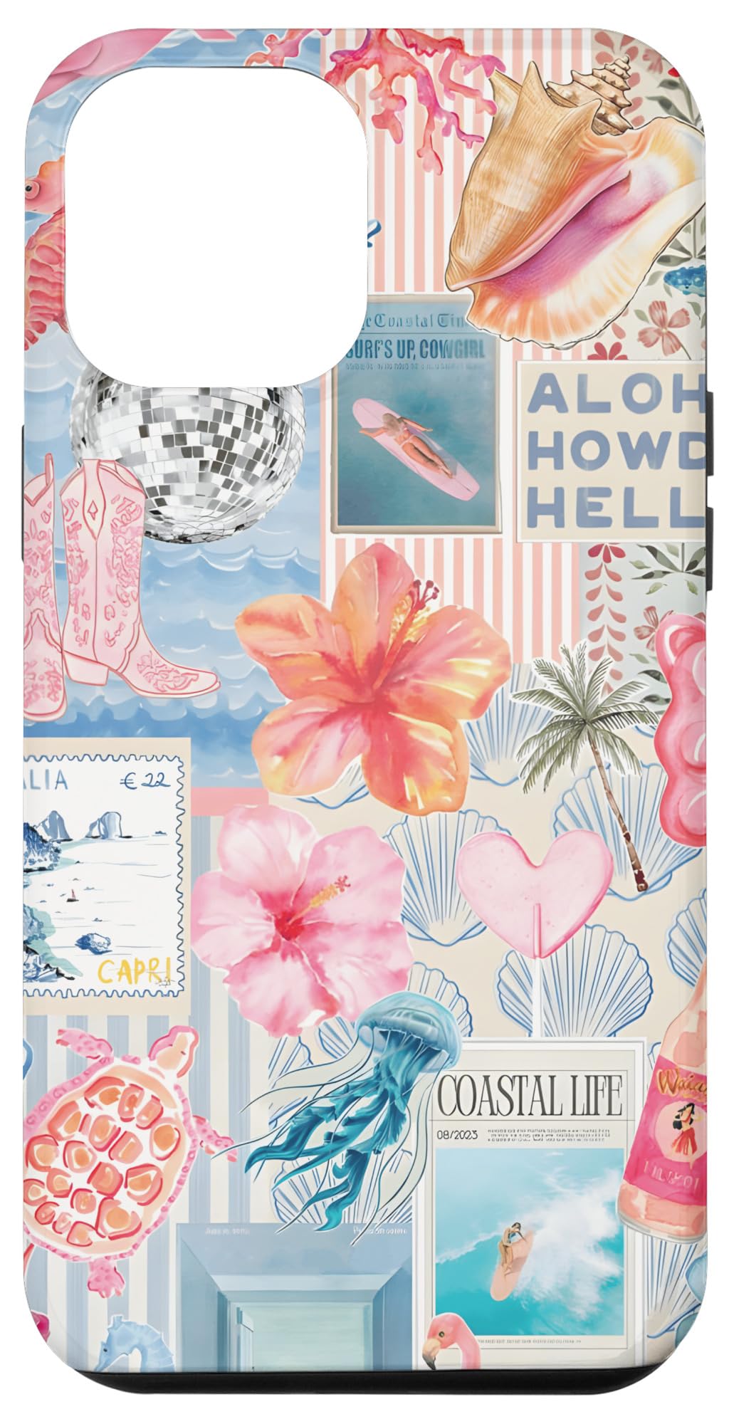 Beachy Blue Coquette Coastal Collage Preppy Cute Aesthetic Case for iPhone 12 Pro Max