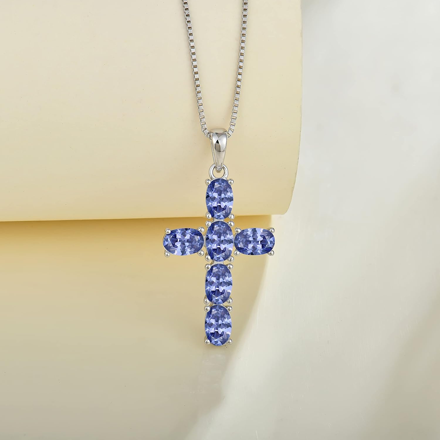 Women Necklace 925 Sterling Silver Cross Pendant Necklace with Cubic Zirconia Jewelry