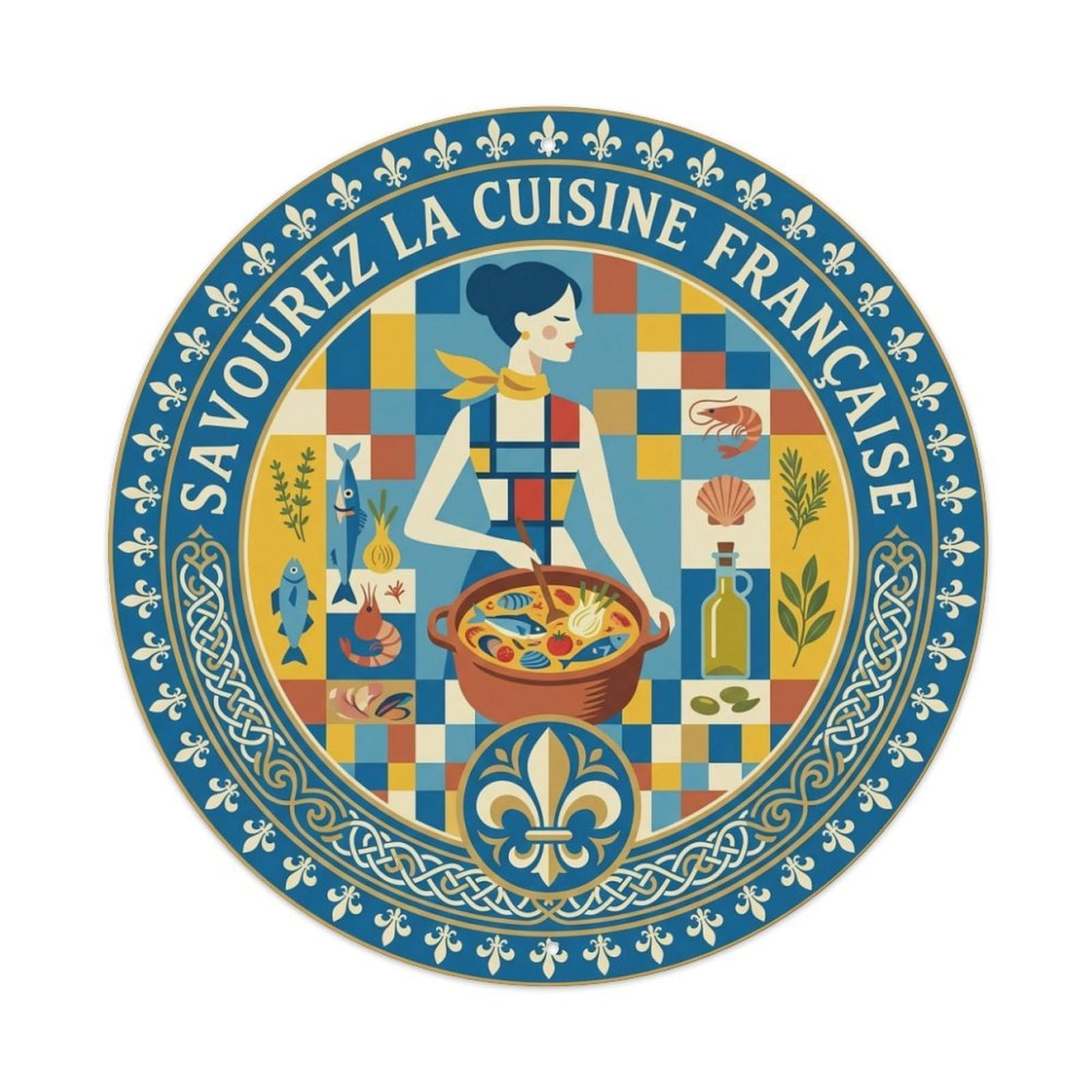 French Cuisine Travel Food Bouillabaisse Updated Style Metal Tin Sign