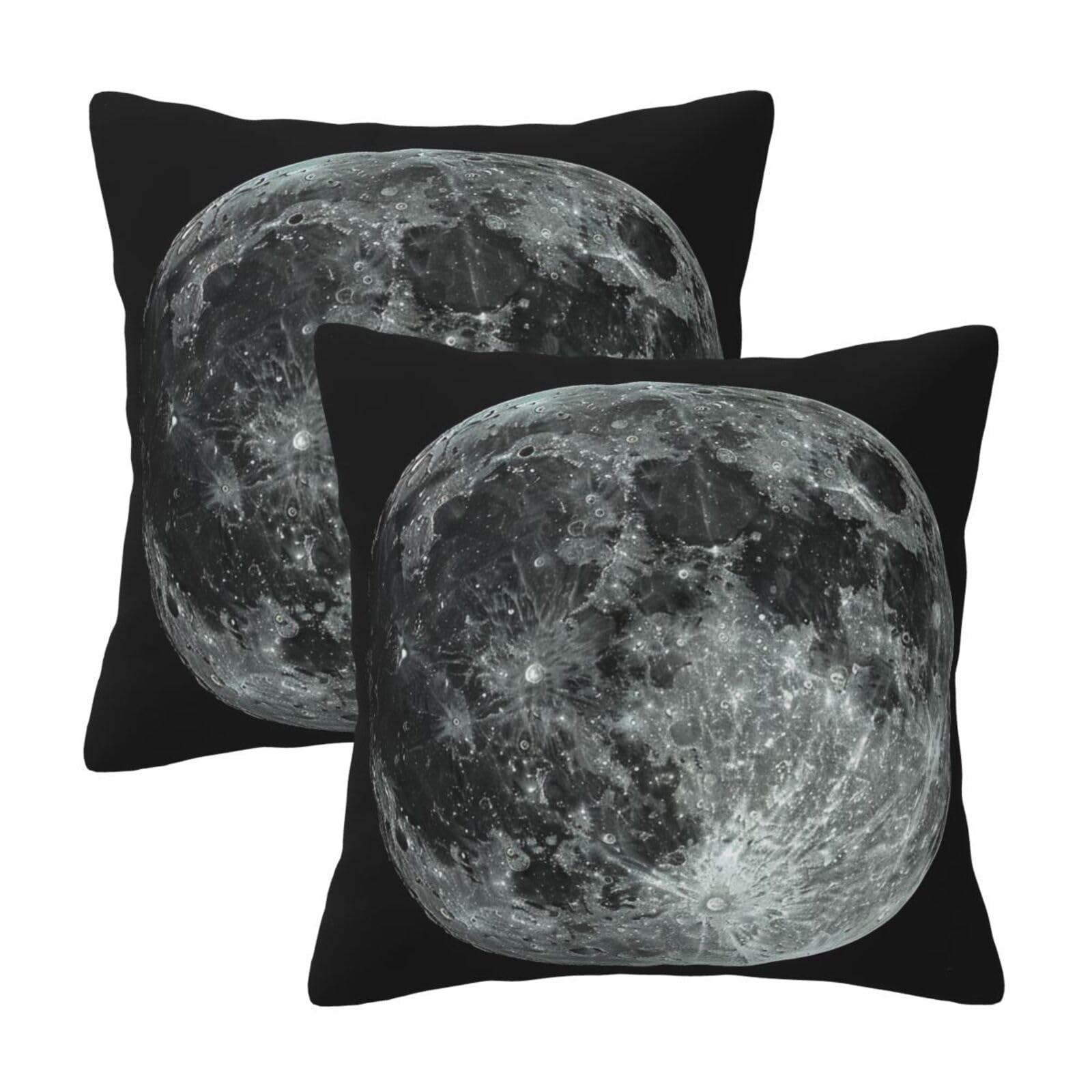Moon Throw Pillow Cases 2 Pack Square Pillowcases Soft Pillow Protectors for Couch Livingroom Sofa Bed Office Car,30x30 CM