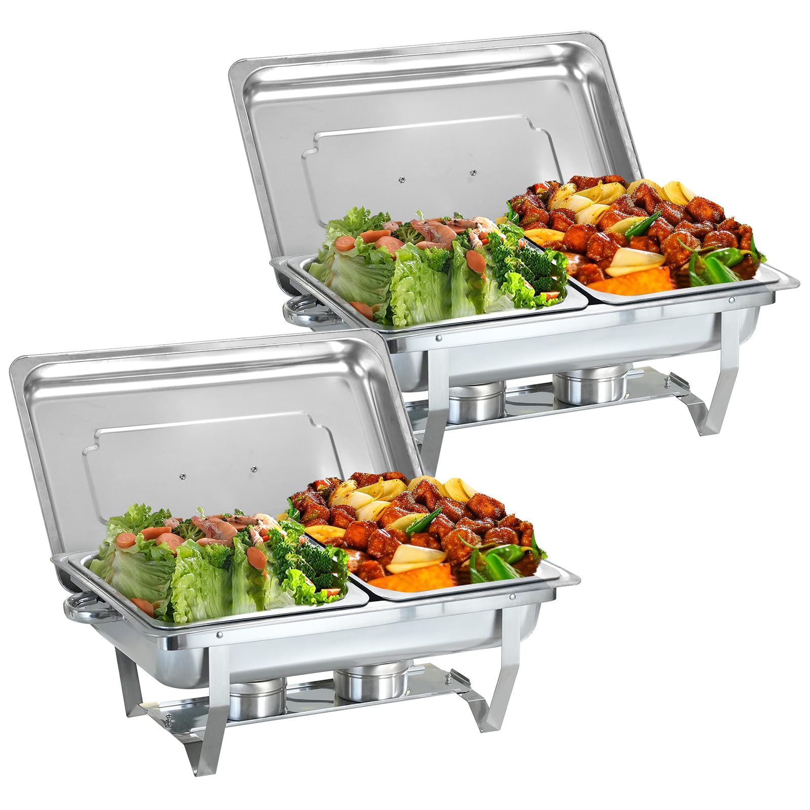 2/4/6 PCAcciaio Inossidabile Chafing Dish Buffet Set, Chafing Servers con Coperchi, Chafing Dish Catering Buffet Set, per Party, Feste, Matrimoni, Banchett, Argento