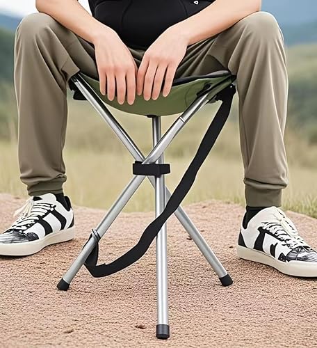Miniatura 2 de Taburete plegable para campamento, sillas plegables de 16.5 pulgadas, asiento de trípode portátil, silla alta de viaje al aire libre para camping,