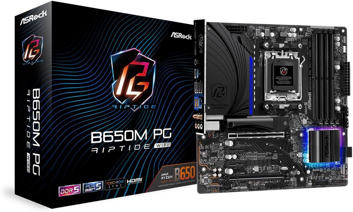 ASRock B650M PG Riptide WiFi AMD Socket AM5 Ryzen 7000 Series Processors Motherboard
