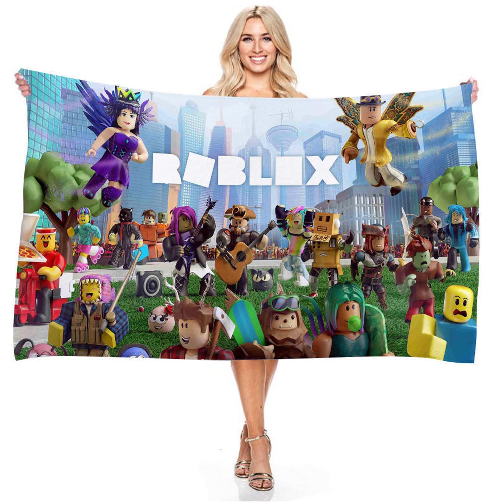 Driflo Roblx Bath Towel, Roblx Beach Towels, 29.5 * 59in Bath Towel, Super Soft and Durable for Bathroom, Gifts for Fans, Suitable for Sunbathing on the Beach