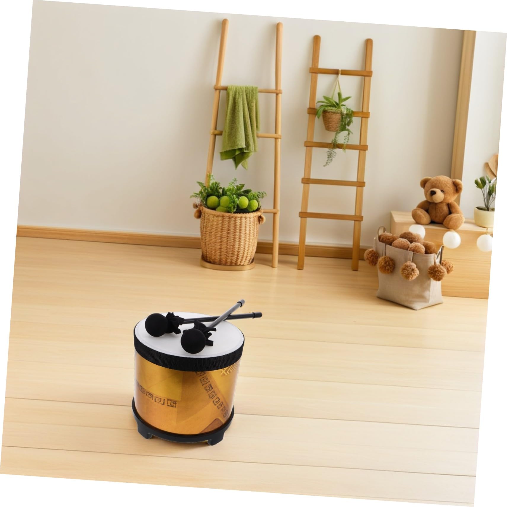 Floor Tom Strumento Orff per Educazione Musicale Precoce Percussione con Bacchette Giocattolo Didattico per Età Prescolare