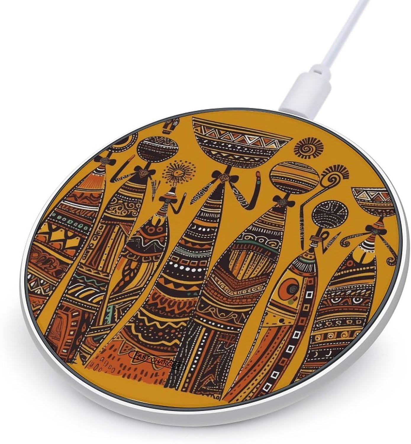 Creative African Culture Wireless Charger 10W Max Wireless Charging Pad Qi Charger Anti-Slip Magnetic Wireless Charger Fast Charging Pad Ultra-Thin & Portable Charging Station