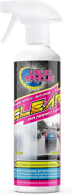 Liquid Armour Anti-Fog/Mist Repellent Spray | Car Windscreen Protection, Glass, Window & Mirror Treatment, 500ml