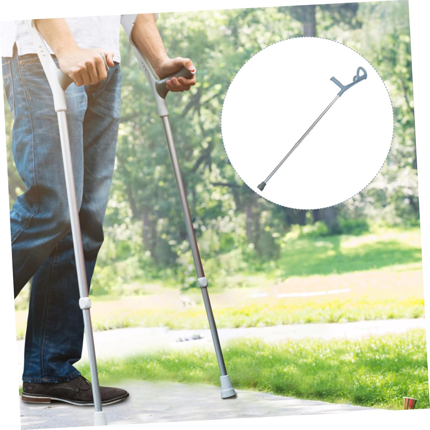 Adjustable Forearm Crutch for Adults Lightweight Walking Stick for Seniors Durable Single Crutch for Suitable for Heights