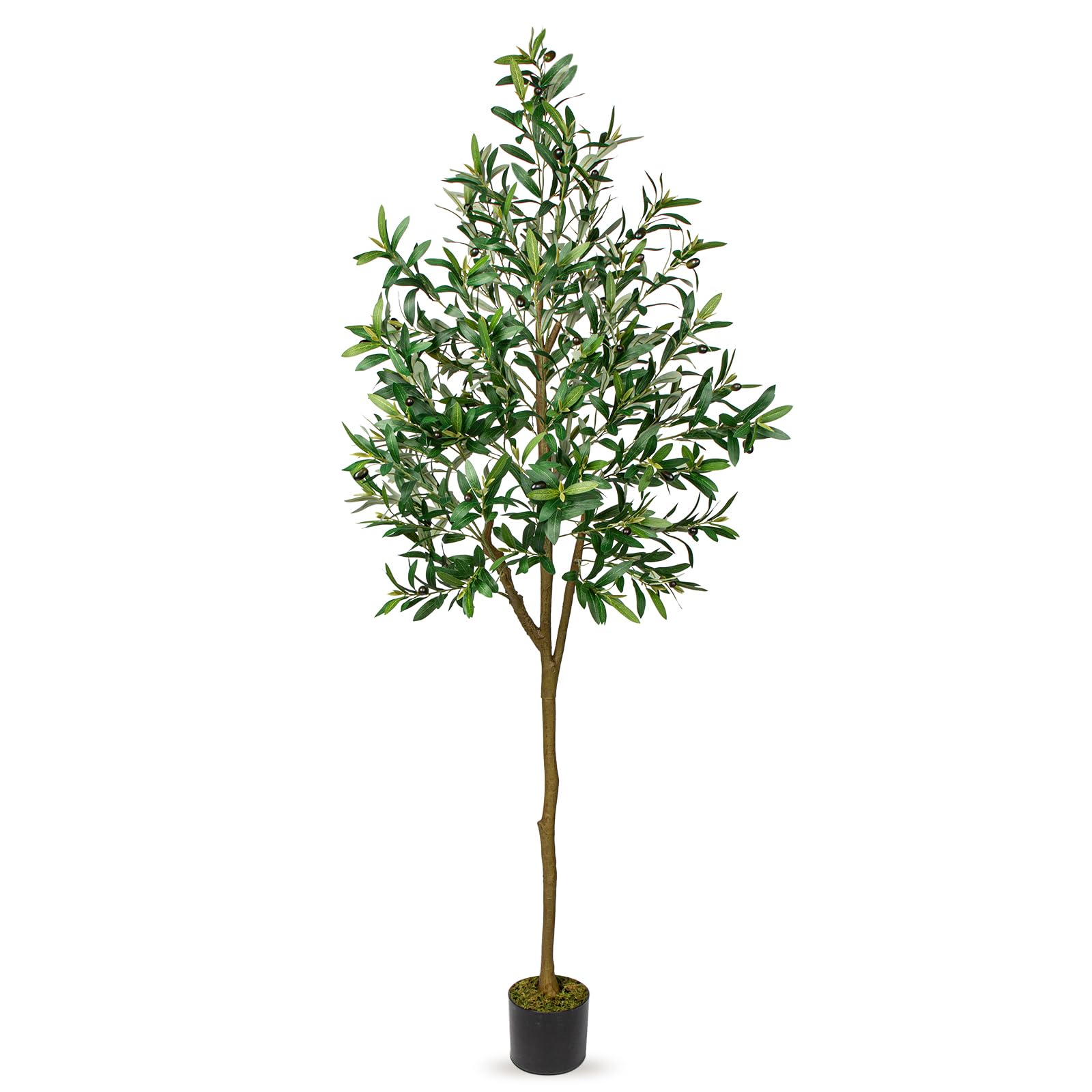 Oairse Artificial Olive Tree 6FT Tall Fake Olive Tree Outdoors Large Artificial Plant Indoor in Pot Tropical Silk Faux Plants for Modern Home Office Living Room Bedroom Balcony Floor Decor, 182cm