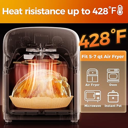 Miniatura 7 de Vailnd Forros Desechables para Freidora de Aire, 100 Piezas de 9 Pulgadas Max XL Grandes, Papel para Freidora de Aire, Hojas de Pergamino a Prueba