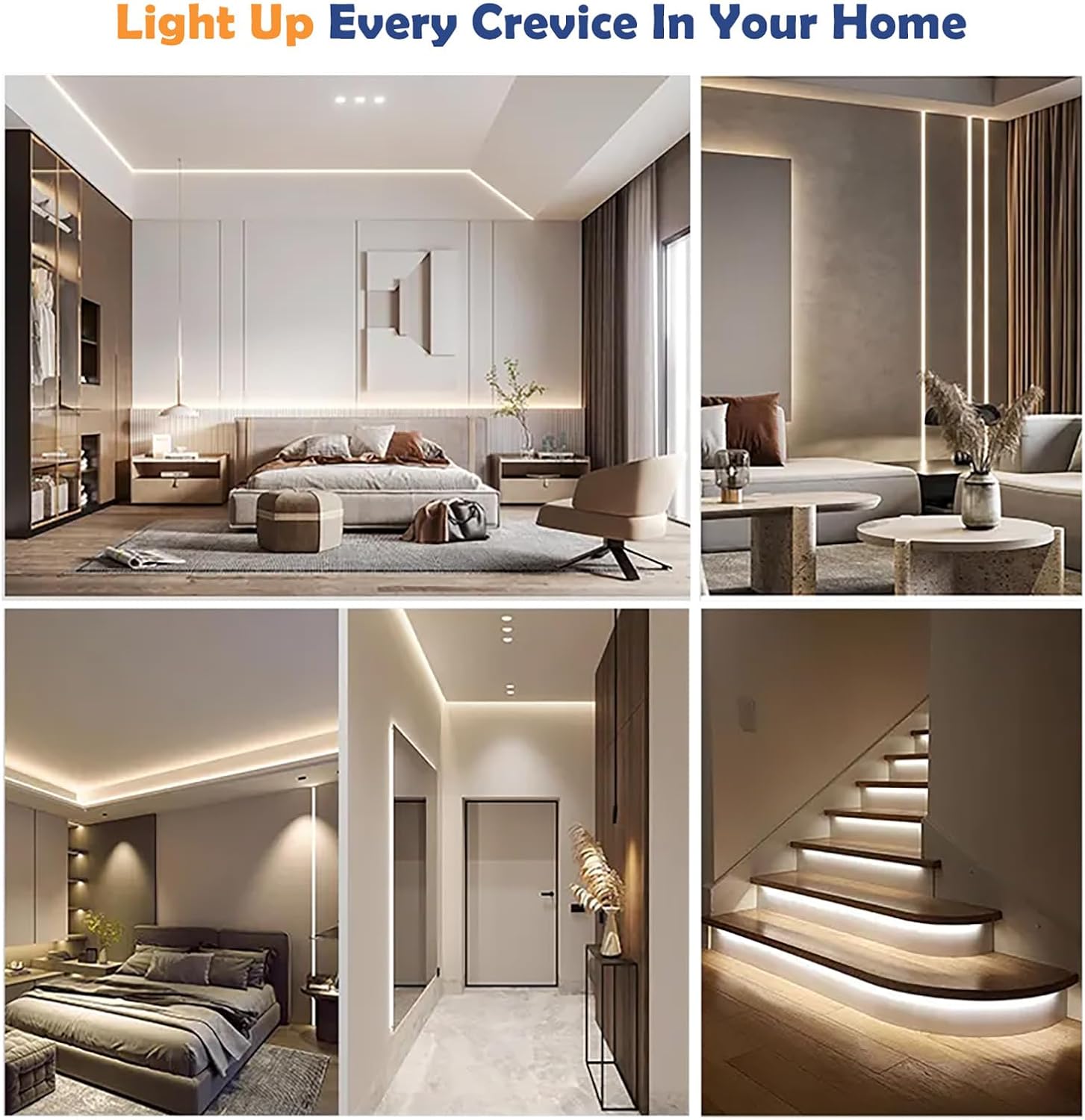 50ft 4000K DC 24V COB LED Strip Light ETL Listed, 0-100％ Brightness Dimmable Bright Warm White Led COB Strip Light, Led Strip Light for Stair, Cabinet, Room(Include AD/DC Adapter and Remote)