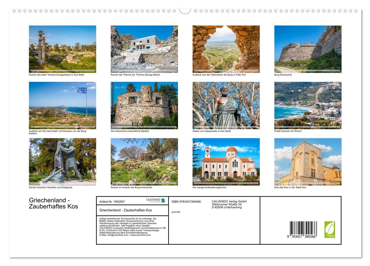 Griechenland - Zauberhaftes Kos (hochwertiger Premium Wandkalender 2026 DIN A2 quer), Kunstdruck in Hochglanz: Der Kalender präsentiert die schönsten ... zu malerischen Landschaften. (CALVENDO Orte)